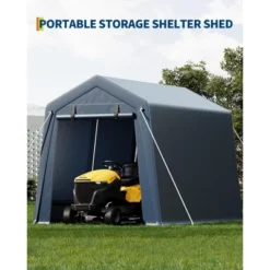 Outdoor Storage Shed 7x10 FT Carport With Roll-Up Zipper Door & Window, Waterproof & UV Resistant Portable Garage For Motorcycle, Bike, And Tools -The Range Shop GUEST 459d269c 4baf 488d 9508 7d2b02a0cbe0