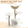 Modern Wood Cat Tree Tower For Large Cats, Luxury Pear Wood Condo, Platforms, Scratching Posts, All-Season Mats, 43" Cat Furniture
