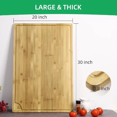 Extra Large Bamboo Cutting Board, Butcher Block With Juice Groove And Handles, Stove Top Cover, 30x20 Inch For Kitchen 5 Extra Large Bamboo Cutting Board, Butcher Block With Juice Groove And Handles, Stove Top Cover, 30x20 Inch For Kitchen - Image 5