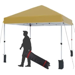 10 X 10 Pop Up Canopy, Beach Tent 3 Adjustable Heights, Easy Up Sun Shade W/ Wheeled Carry Bag, Outdoor Portable Shelter For Events, Parties, Camping -The Range Shop GUEST 48cb5405 adea 4bff ab34 70afe93b718a