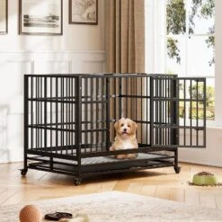 Heavy Duty Indestructible Dog Crate Steel Escape Proof, Indoor Dog House High Anxiety Cage, Kennel With Wheels, Removable Tray -The Range Shop GUEST 499502f8 ebae 42dd b7ef 32d7082d3b48