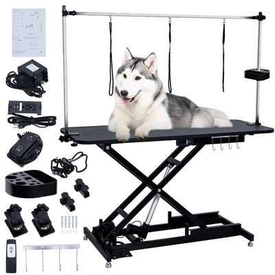 60“ Electric Dog Grooming Table, Adjustable Pet Grooming Station With Anti Slip Tabletop, Sockets, Hooks, X Lift Pet Washing Station With Remote 7 60“ Electric Dog Grooming Table, Adjustable Pet Grooming Station With Anti Slip Tabletop, Sockets, Hooks, X Lift Pet Washing Station With Remote - Image 7
