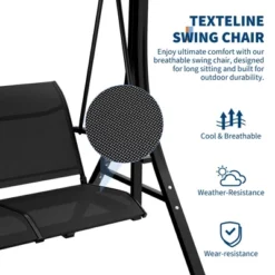 3-Seat Outdoor Porch Swing Chair, Patio Hanging Swing With Adjustable Canopy And Armrests -The Range Shop GUEST 4b34f99d a3d0 473f a9aa 6dcac05a53fb