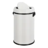 17 Gallon/65 Liter Swing Top Trash Can, Stainless Steel Rubbish Bin, Commercial Grade Waste Container, Round Garbage Can For Outdoor, Indoor White