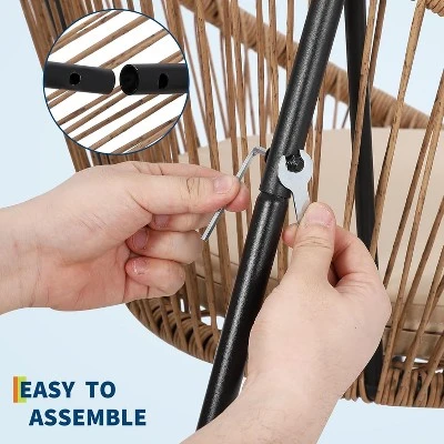 3 Piece Outdoor Seating Acapulco Chair Glass Top Side Table And 2 Chairs With Cushions PE Rattan All-Weather Patio Conversation Bistro Set 4 3 Piece Outdoor Seating Acapulco Chair Glass Top Side Table And 2 Chairs With Cushions PE Rattan All-Weather Patio Conversation Bistro Set - Image 4