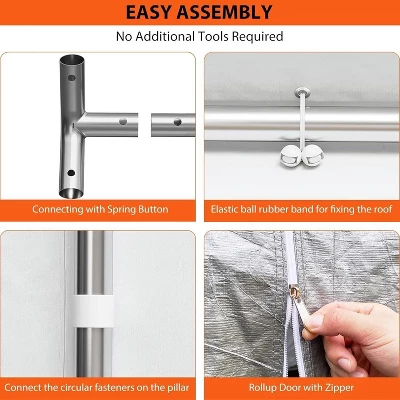 13 X 20 FT Metal Carport, With Side-Opening Door & Roll-Up Windows, All-Inclusive Metal Carport, Outdoor Portable Garage Shelters Tents, Grey 6 13 X 20 FT Metal Carport, With Side-Opening Door & Roll-Up Windows, All-Inclusive Metal Carport, Outdoor Portable Garage Shelters Tents, Grey - Image 6