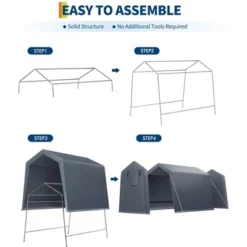6' X 8' X 7' Outdoor Storage Shed, Portable Garage Tent With Waterproof PE Tarp, Roll-Up Zippered Doors & Vents For Bike, ATV, Motorcycle, Grey 11 6' X 8' X 7' Outdoor Storage Shed, Portable Garage Tent With Waterproof PE Tarp, Roll-Up Zippered Doors & Vents For Bike, ATV, Motorcycle, Grey -The Range Shop GUEST 5013bb14 d08a 4def 8232 5b4fd39f4308