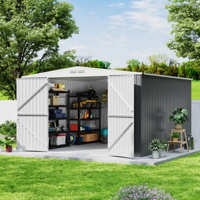 Outdoor Storage Shed,Metal Tool Shed With Lockable Doors ,Weatherproof Shed For Patio, Garden & Lawn, Large Utility Shed For Tools 8 Outdoor Storage Shed,Metal Tool Shed With Lockable Doors ,Weatherproof Shed For Patio, Garden & Lawn, Large Utility Shed For Tools - Image 8