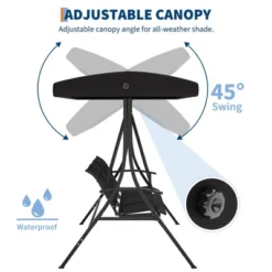 3-Seat Outdoor Porch Swing Chair, Patio Hanging Swing With Adjustable Canopy And Armrests -The Range Shop GUEST 510af953 d351 4d1c a6c7 780160bef3dc