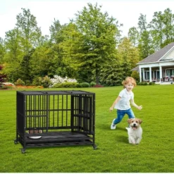 Heavy Duty Indestructible Dog Crate Steel Escape Proof, Indoor Dog House High Anxiety Cage, Kennel With Wheels, Removable Tray -The Range Shop GUEST 515bc035 ea06 4506 a922 1e90cafa5a5b