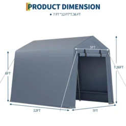 Outdoor Storage Shed 7x12 FT Carport With Roll-Up Zipper Door & Window, Waterproof & UV Resistant Portable Garage For Motorcycle, Bike, And Tools -The Range Shop GUEST 52330056 a107 457f 9755 34b4bd48a4d4