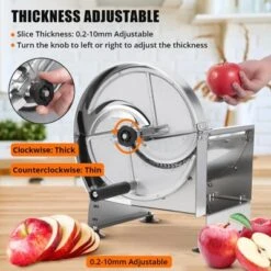 Commercial Vegetable Slicer With Stainless Steel Blades & Suction Cups, 0.2-12Mm Thickness Adjustable, Lemon Slicer For Tomatoes Onions Oranges