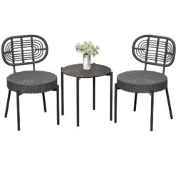 3 Pieces Patio Set Outdoor Wicker Bistro Set All-Weather Rattan Deck Conversation Set Of 3 With Table & Cushions For Deck Patio Balcony Backyard -The Range Shop GUEST 53c56bb5 ffc6 422c a390 5cbbc179552d