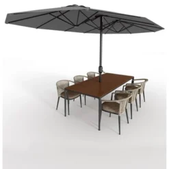13 Ft Extra Large Double-Sided Patio Umbrella, Outdoor Umbrella With Water-Resistant Polyester Canopy, Crank Handle And 12 Strong Steel Ribs -The Range Shop GUEST 5474088e f1af 4ced 86a6 9316fd16b87d
