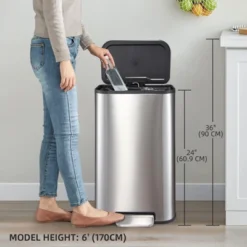 Stainless Steel Kitchen Trash Can 13 Gal, Hand Free Garbage Can With Inner Bucket & Soft Close Lid -The Range Shop GUEST 5537e61f 4e32 48d2 ae1c 58a12f8a2266