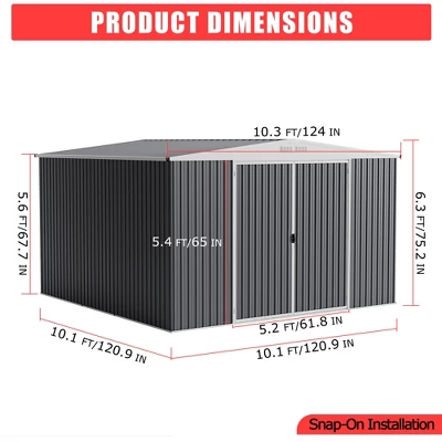 Outdoor Storage Shed,Metal Tool Shed With Lockable Doors ,Weatherproof Shed For Patio, Garden & Lawn, Large Utility Shed For Tools 1 Outdoor Storage Shed,Metal Tool Shed With Lockable Doors ,Weatherproof Shed For Patio, Garden & Lawn, Large Utility Shed For Tools