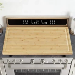 Bamboo Cutting Board, Large Noodle Board With 4 Removable Feet, Juice Groove, Stove Top Covers