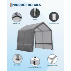 10x10FT Outdoor Storage Shed Carport With Roll-Up Zipper Door, Portable Garage Storage Shelter Heavy Duty Waterproof PE Tarp For Bike, ATV, Grey 10 10x10FT Outdoor Storage Shed Carport With Roll-Up Zipper Door, Portable Garage Storage Shelter Heavy Duty Waterproof PE Tarp For Bike, ATV, Grey -The Range Shop GUEST 569313ff 92e7 4b0b a3d8 6cf5fa5ee2e3