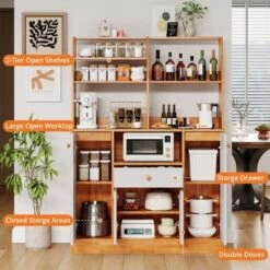 Kitchen Pantry Cabinet With Drawers - Wood Sideboard Buffet With Doors, Adjustable Shelf, Storage Rack, Coffee Bar Station For Kitchen Dining Room -The Range Shop GUEST 56e0af9f 16c9 46e5 93d0 ce39d5683c39