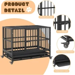 Heavy Duty Indestructible Dog Crate Steel Escape Proof, Indoor Dog House High Anxiety Cage, Kennel With Wheels, Removable Tray -The Range Shop GUEST 575c213d 6add 486a 9909 9bc248ab21ee