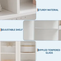 71" Tall Sideboard Buffet Cabinet With Hutch - 6-Tier Pantry Cabinet With 2 Glass Doors, Pegboard, Microwave Shelf, Open Shelves, Coffee Bar Station -The Range Shop GUEST 582c16bd 308b 4c24 b0bd 690a2f0e3f75