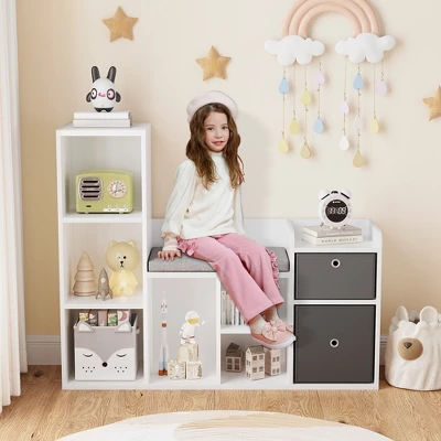Kids Bookshelf, Children Bookcase With Soft Cushion Seat, Children Toy Storage Cubby, Kids Storage Cabinet For Playroom, Kids Room, Hallway 8 Kids Bookshelf, Children Bookcase With Soft Cushion Seat, Children Toy Storage Cubby, Kids Storage Cabinet For Playroom, Kids Room, Hallway - Image 8