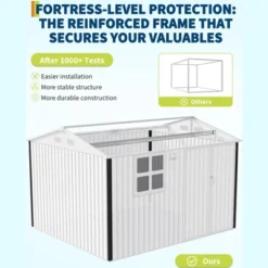 6x8 Ft Metal Outdoor Storage Shed With Window, Lockable Tool Storage Sheds, Oversized Steel Garden Sheds With Sloped Roof For Backyard, Patio, Garage 12 6x8 Ft Metal Outdoor Storage Shed With Window, Lockable Tool Storage Sheds, Oversized Steel Garden Sheds With Sloped Roof For Backyard, Patio, Garage -The Range Shop GUEST 5860b135 558c 464f 9066 b38c70e7f77b