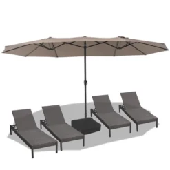 15 FT Extra Large Patio Umbrella W/ Base, Double-Sided Umbrella With Crank Handle, Outdoor UVProtective Pool Umbrella For Garden, Backyard, Poolside -The Range Shop GUEST 59070e44 809d 44d1 b6a5 15a4ddf69143
