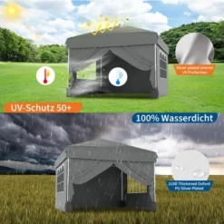10x10ft Pop Up Canopy Tent With 4 Waterproof Sidewalls,Portable Outdoor Tent For Camping, Backyard