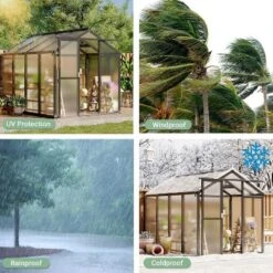 6x8x6.5 FT Greenhouses For Outdoors, Aluminum Green House With Polycarbonate Roof, Sliding Door, Adjustable Vent For Garden, Backyard, Patio, Black 11 6x8x6.5 FT Greenhouses For Outdoors, Aluminum Green House With Polycarbonate Roof, Sliding Door, Adjustable Vent For Garden, Backyard, Patio, Black -The Range Shop GUEST 5a042da4 1694 4ddf 9f91 d62daa486549