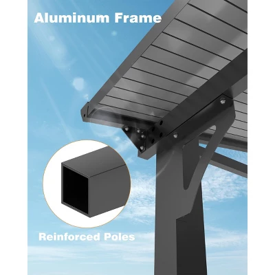 12x20 FT Lean To Gazebo, Hardtop Wall Mounted With Polycarbonate Roof, Heavy Duty Aluminum Frame Patio Awnings For Deck, Porch, Backyard, Garden 1 12x20 FT Lean To Gazebo, Hardtop Wall Mounted With Polycarbonate Roof, Heavy Duty Aluminum Frame Patio Awnings For Deck, Porch, Backyard, Garden