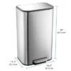 Stainless Steel Kitchen Trash Can 13 Gal, Hand Free Garbage Can With Inner Bucket & Soft Close Lid