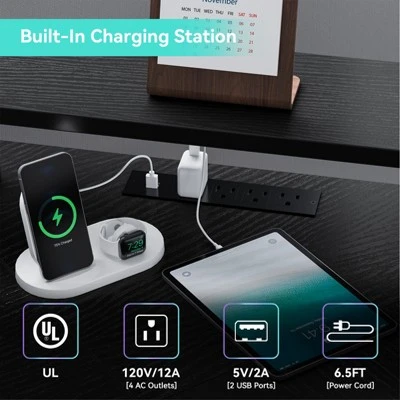 61" L Shaped Gaming Desk, With Monitor Stand, L-Shaped Corner Computer Desks, Built-in LED Lights And Side Storage Pockets, For Small Spaces 3 61" L Shaped Gaming Desk, With Monitor Stand, L-Shaped Corner Computer Desks, Built-in LED Lights And Side Storage Pockets, For Small Spaces - Image 3