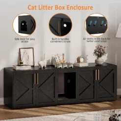 Cat Litter Box Enclosure For 2 Cats, Wooden Litter Box Cabinet, Large Enclosed Cat Box Furniture With Storage Shelf, Soft Cushion -The Range Shop GUEST 5b129daf 04e3 4b12 97d5 236da5614b17