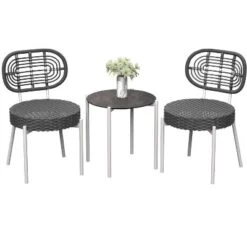 3 Pieces Patio Set Outdoor Wicker Bistro Set All-Weather Rattan Deck Conversation Set Of 3 With Table & Cushions For Deck Patio Balcony Backyard -The Range Shop GUEST 5b2fb300 987f 4dbc 819a 61b28962e9e6