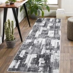 Washable Modern Abstract Living Room Bedroom Area Rugs, Geometric Print Large Throw Carpet For Dining Room