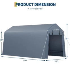 10x15FT Outdoor Storage Shed, Portable Carport With Roll-up Zipper Door And Windows, Heavy Duty Motorcycle Shed Garage Tent For Bike Firewood Tools -The Range Shop GUEST 5c97fe6c ee3e 4eef b01e 4f57a630b833
