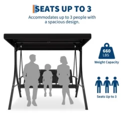 3-Seat Outdoor Porch Swing Chair, Patio Hanging Swing With Adjustable Canopy And Armrests -The Range Shop GUEST 5cac45fb ccfd 4329 8735 8dad31bca6f9