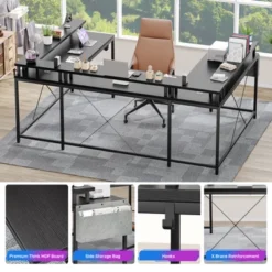 U Shaped Computer Gaming Desk With Power Outlets & LED Lights, Monitor Stand, Large Corner Desk -The Range Shop GUEST 5d6e49f0 f4cd 4d39 930d 9b2307cf8c68