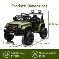 Kids Ride On Truck Car With Remote Control, 12V Battery Powered Electric Car With Spring Suspension, MP3 Player, LED Light, 3 Speed For Boys Girls 3+ -The Range Shop GUEST 5db4a193 05db 4263 8333 9e41253f6879