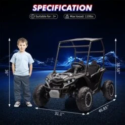 24V 2 Seater Ride On UTV Car, 4WD Electric Off-Road Truck With Sun Shade, Side By Side Battery Powered Toy Car With Remote Control, Music, Lights -The Range Shop GUEST 5e8f7f04 1297 43e4 ad79 08f9521b6620