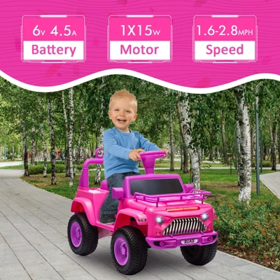 6V Kids Electric Ride On Car With Music, Toddler Toy Car With Horn Storage, Electric Vehicles With 15W Motor, Spring Wheels For Boys & Girls 3-10 2 6V Kids Electric Ride On Car With Music, Toddler Toy Car With Horn Storage, Electric Vehicles With 15W Motor, Spring Wheels For Boys & Girls 3-10 - Image 2