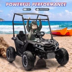 24V 2 Seater Ride On UTV Car, 4WD Electric Off-Road Truck With Sun Shade, Side By Side Battery Powered Toy Car With Remote Control, Music, Lights -The Range Shop GUEST 5ee46119 4a16 4fee bb2a 9cd8a8a560cf