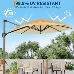 10FT Cantilever Umbrella Outdoor Patio Umbrella With Base And 360-Degree Rotation, Windproof -The Range Shop GUEST 5f0da36d 4388 480f a6f5 2b635759309e
