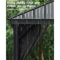 12' X 12' Hardtop Gazebo, Aluminum Frame Canopy With Galvanized Steel Double Roof, Netting & Curtains, Outdoor Pergola For Patio, Lawn, Garden, Khaki