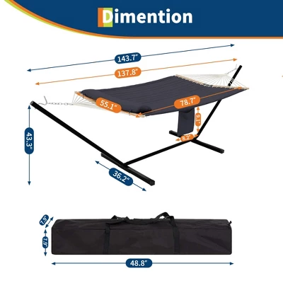 Ultra-Comfort 2-Person Hammock Set With Foldable Steel Frame - Heavy-Duty Outdoor Lounger, 450lb Capacity, Carry Bag, Garden, Camping & Patio 3 Ultra-Comfort 2-Person Hammock Set With Foldable Steel Frame - Heavy-Duty Outdoor Lounger, 450lb Capacity, Carry Bag, Garden, Camping & Patio - Image 3