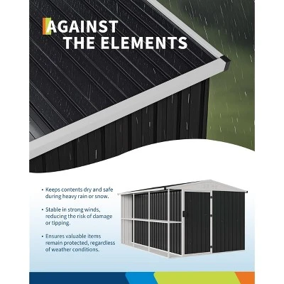 Weatherproof Garden Tool Shed,Outdoor Storage Shed With Shelf, Lockable Doors & Open Shelves For Lawn Equipment, Patio Furniture, 8×10 FT 4 Weatherproof Garden Tool Shed,Outdoor Storage Shed With Shelf, Lockable Doors & Open Shelves For Lawn Equipment, Patio Furniture, 8×10 FT - Image 4