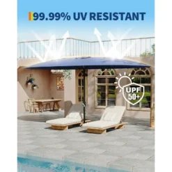 13 Ft Extra Large Double-Sided Patio Umbrella, Outdoor Umbrella With Water-Resistant Polyester Canopy, Crank Handle And 12 Strong Steel Ribs -The Range Shop GUEST 62df3848 6259 4b8d 97c5 eed8c0816d3d