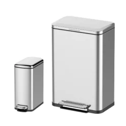13 Gal & 2.1 Gal Trash Can Combo Set, Stainless Steel Garbage Can With Foot Pedal Quiet-Close Lid -The Range Shop GUEST 634c1a90 315b 4676 8267 dfa753990a30