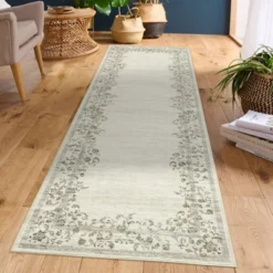 Washable Farmhouse Floral Print Living Room Rugs, Soft Non Slip Modern Bedroom Carpet, Ultra Thin Vintage Floor Rug For Home Office